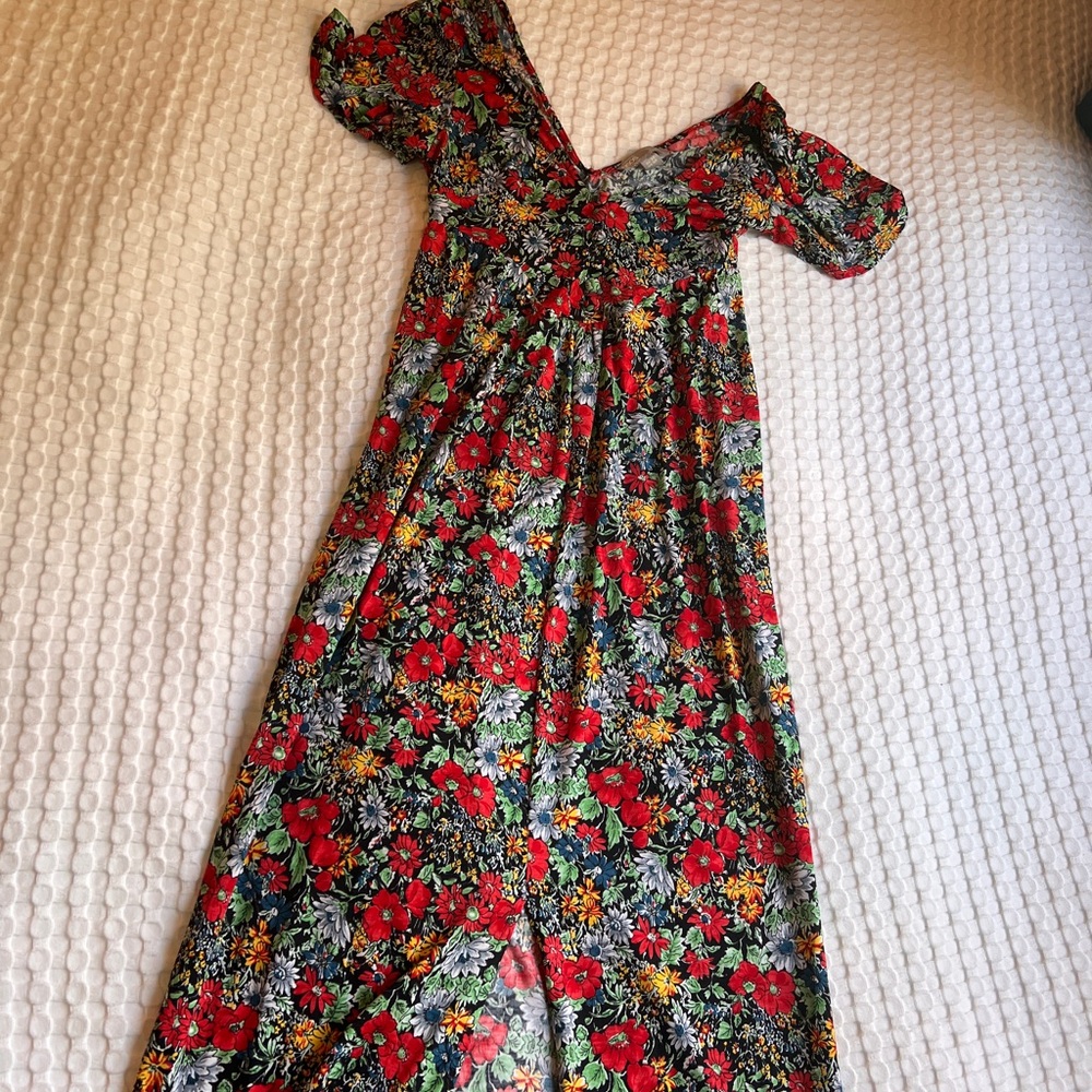 ASOS Red Ruched Puff Sleeve Sundress